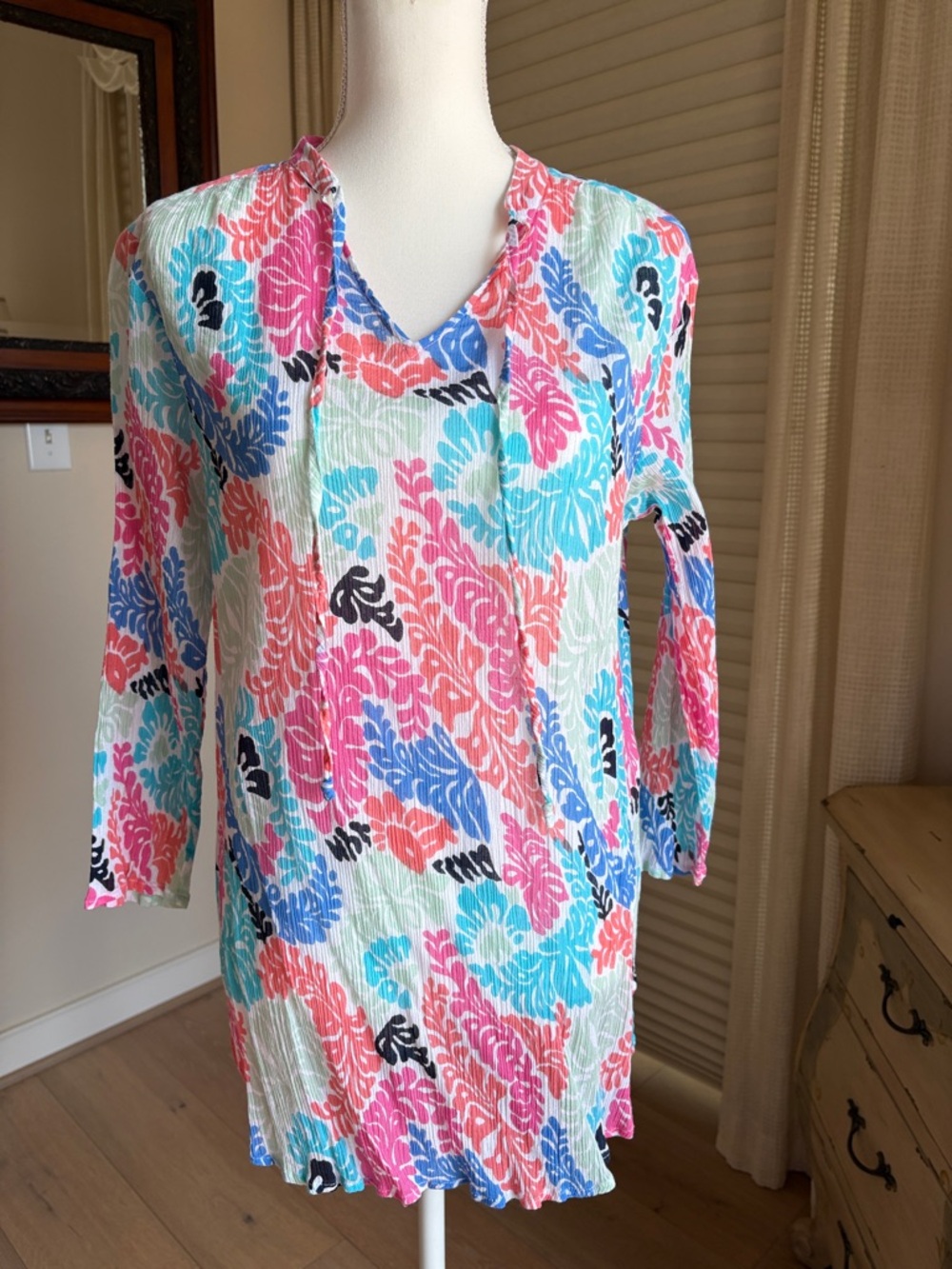 Swimsuit coverup in Pink, Aqua & Blue